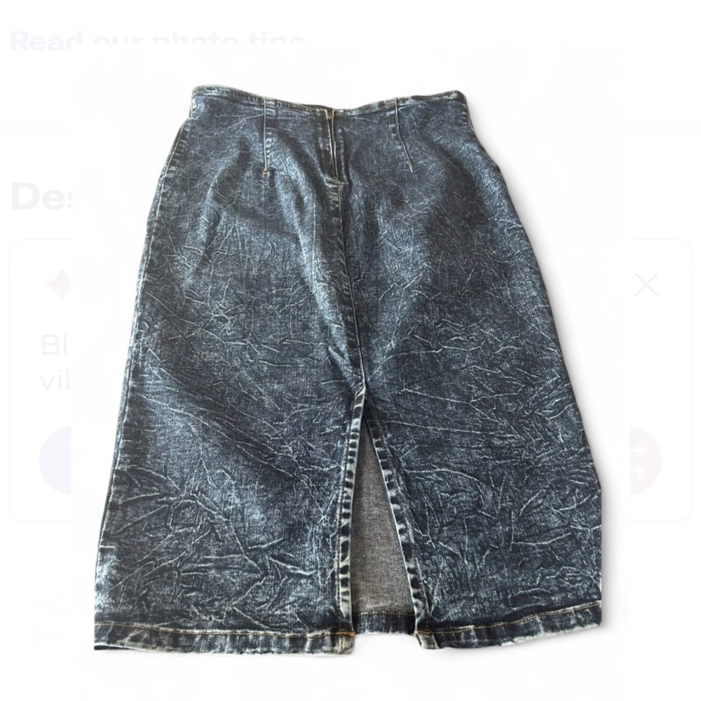 Judy Blue Mid-Length Acid Wash Denim Pencil Skirt - Blue - Picture 4 of 7